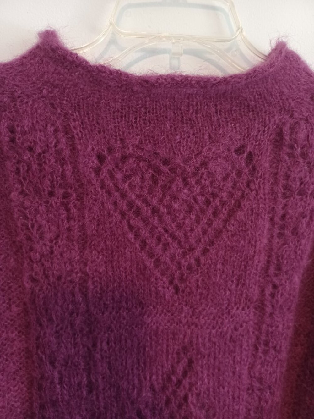 Pure Mohair Yarn Plum Raspberry Sweater Dress/Tunic Handmade L/XL - Picture 9 of 10